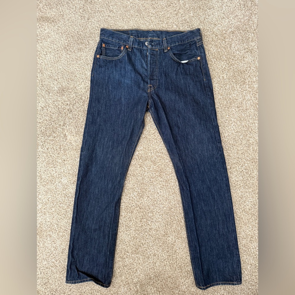 Levi's dark wash, straight leg jeans
